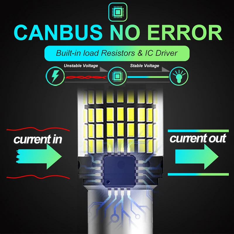 2/4 PCS 1156 BA15S BAU15D 7443 W21W LED Bulbs CANBUS 15W 12V 6500K White Super Bright Car Tail Brake Parking Turn Signal Lights