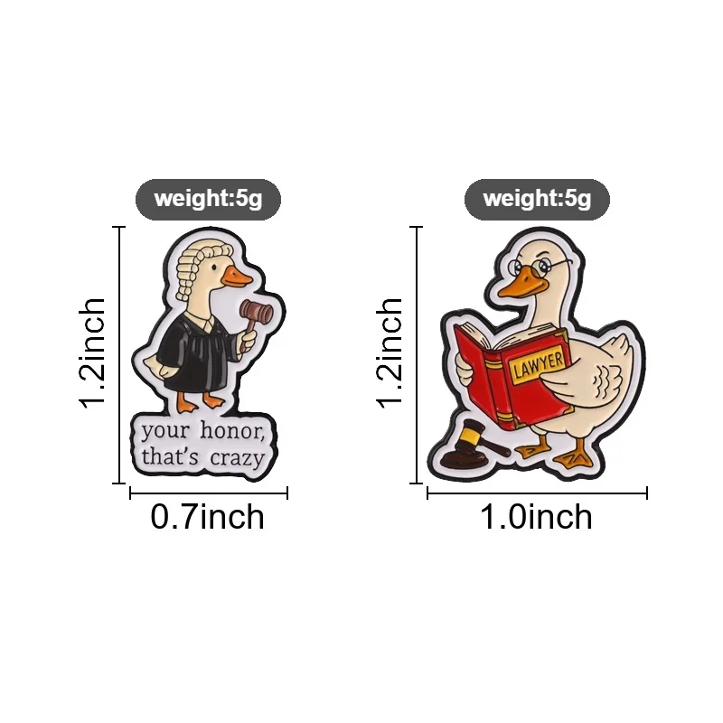 Judge Duck With Wig And Gavel Enamel Pin, Playful Legal Brooch With Your Honor Quote For Law Students And Funny Gift Style