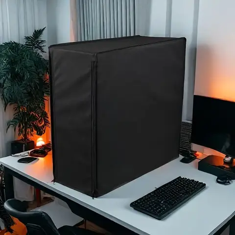 computer Dust Cover - Black Desktop Protector for Mid-Tower Computers, Durable & Stylish Computer Case Cover, Waterproof Cover