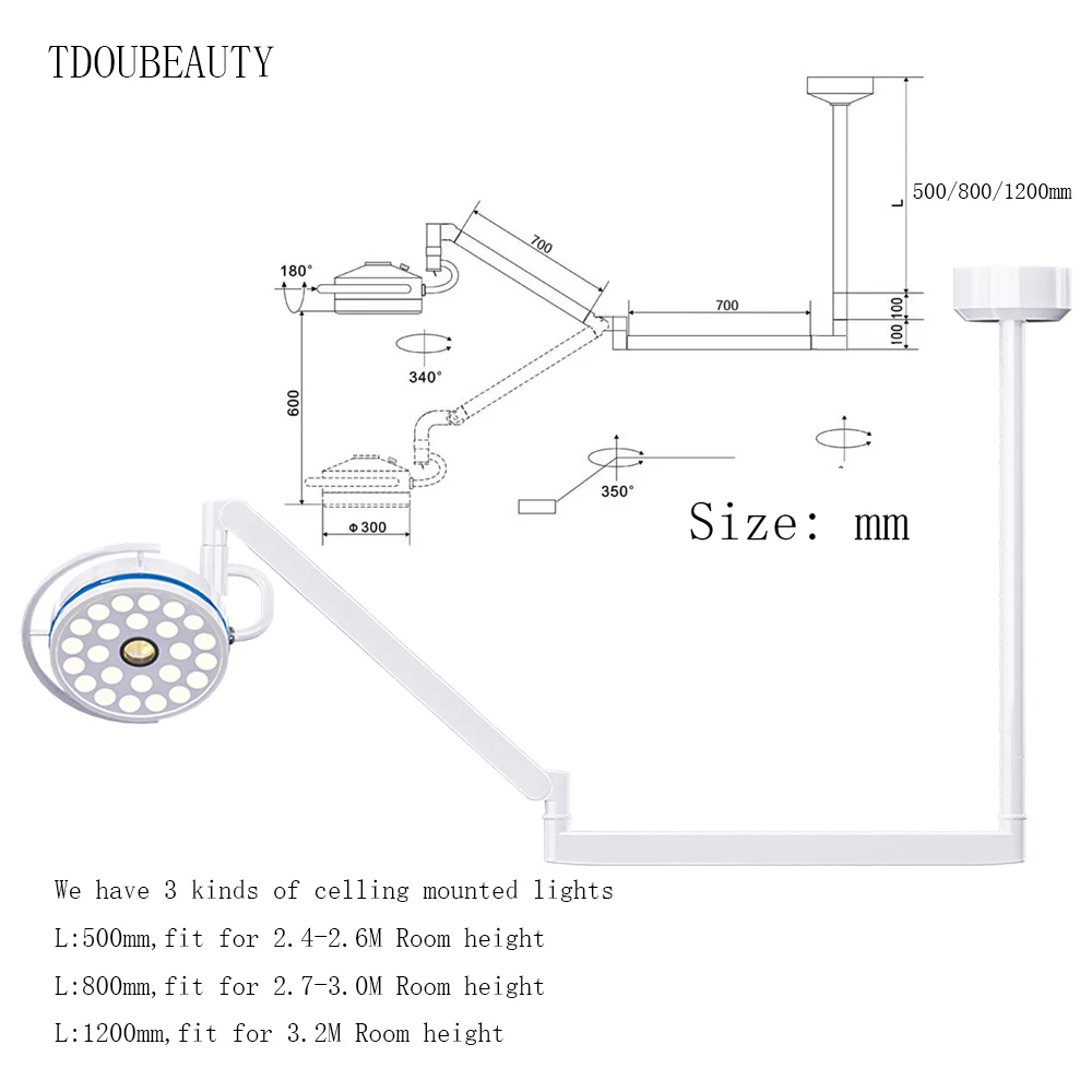 

Ultra Rugged 72W Ceiling Mounted Surgical Auxiliary Lighting Arm Lamp for Dental Offices Pet Hospitals And Embroidery