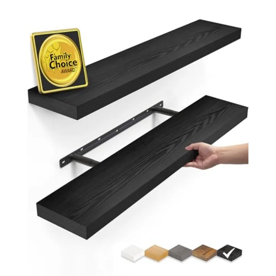 

Floating Shelves for Wall 22.5 inches Black Wall Shelves for Bathroom Bedroom Living Room Kitchen and Book Hanging Display Deco