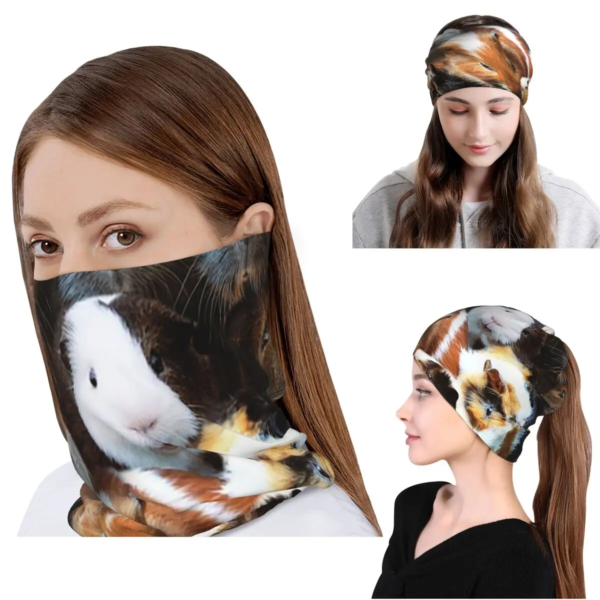 

Guinea Pigs Bandana Neck Cover Wrap Scarf Multi-use Balaclava Beanies Hat for Men Women Adult Winter