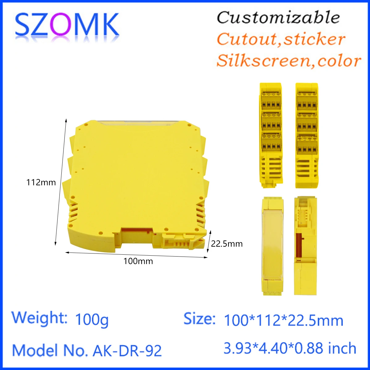 SZOMK100*112*22.5mm Distribution Box Industrial Electronic Pcb Terminal Cover Case PA66 Circuit Board Din Rail Plastic Enclosure