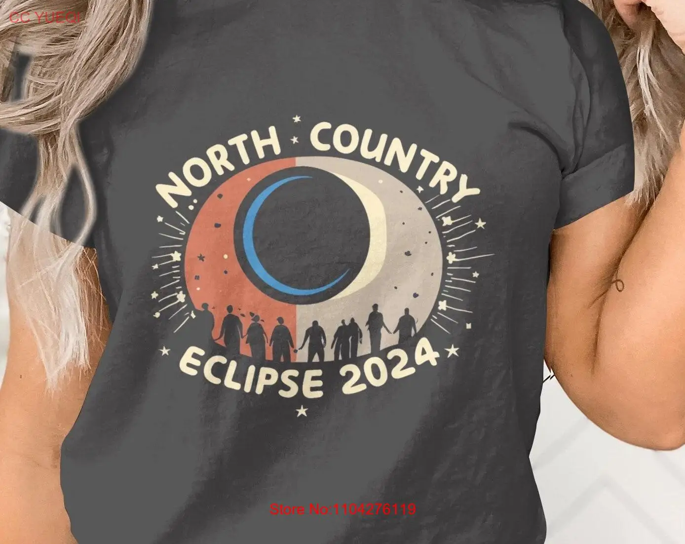 North Country Eclipse 2024 T Shirt Vintage Space Event Astronomy Lover Total Solar long or short sleeves