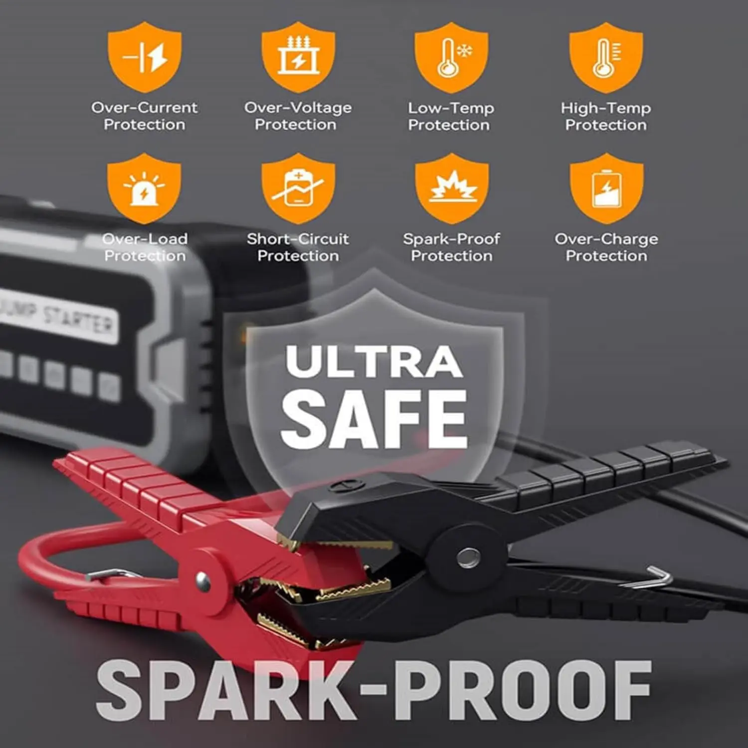 Arrancador portátil 4 en 1 para automóvil: 3000 A, compresor de aire de 150 PSI, banco de energía de 24000 mAh, linterna de 3 modos