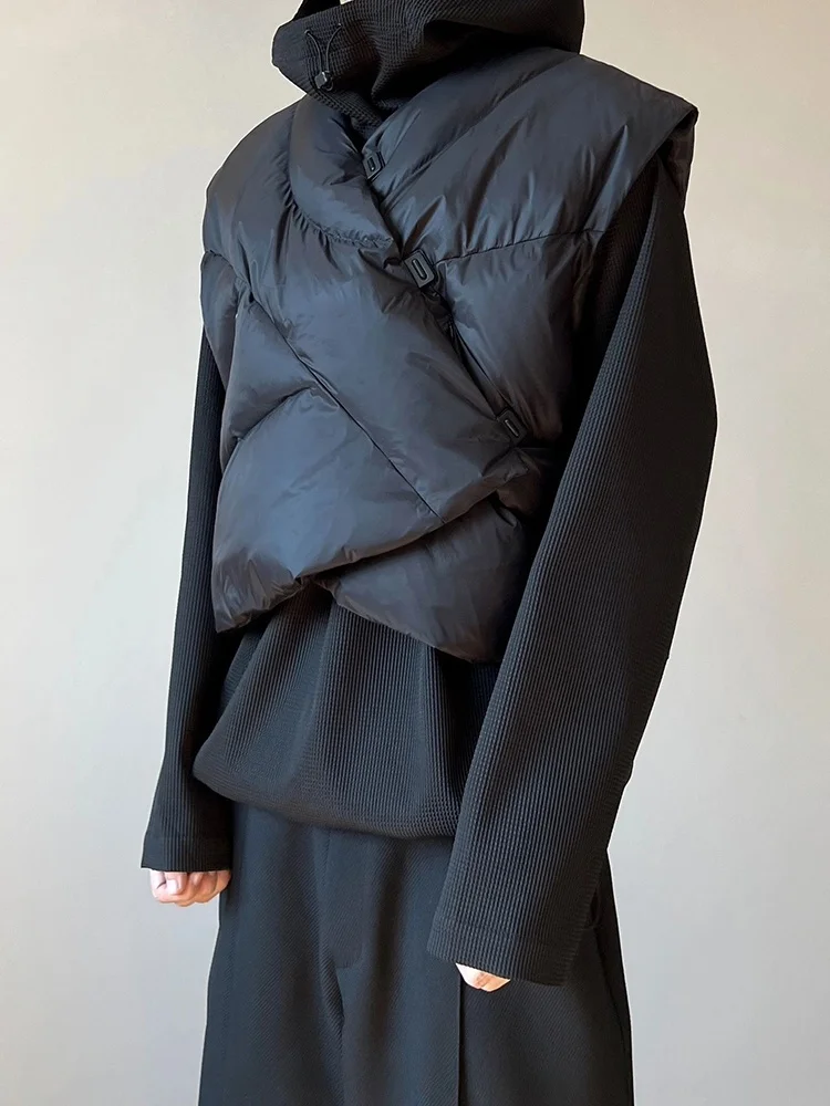 

Американский ретро-жилет мужской легкий пуховый асимметричный модный уличный жилет Cleanfit с подплечниками, повседневная верхняя одежда