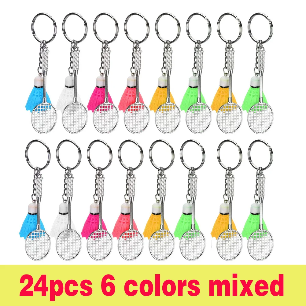 

24Pcs Badminton Model Keychain Creativity Bag Pendent Shuttlecock Souvenirs Prize Car Ornament Key Jewelry Accessories Gift