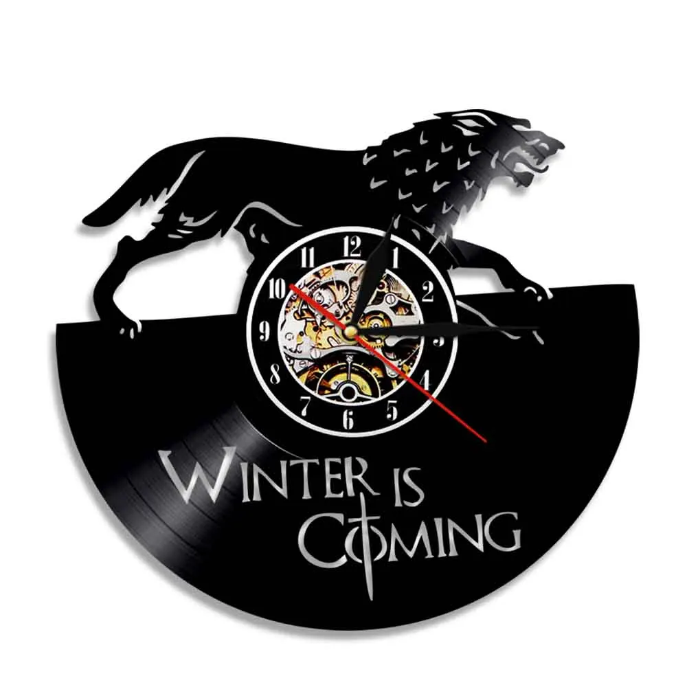 NONE Haus Targaryen Vinyl Record Wanduhr TV Show Fantasie Wohnkultur Uhr Eis Und Feuer Drache Geschnitzt Album Musik Longplay uhr 3