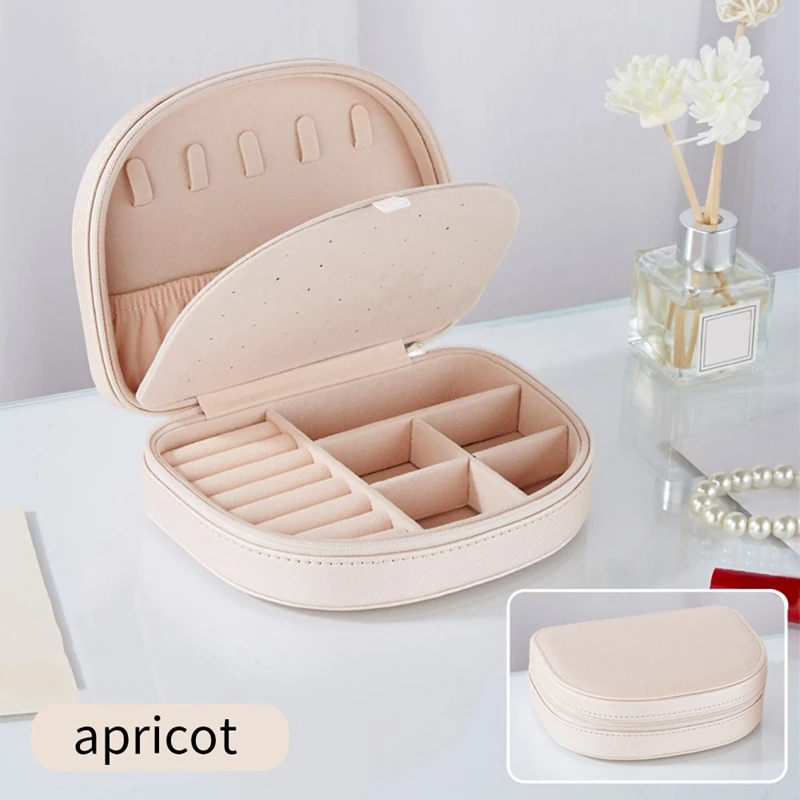 1 PCS Travel Jewelry Box,Travel Jewelry Case,Seashell-Shaped Jewelry Box Apricot PU For Women, Jewelry Storage Box