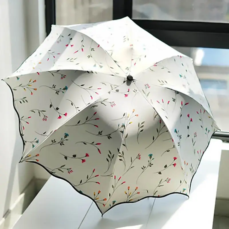 

Women's Bla Glue Sunade Umbrella Super Strong UV Protection Rain And Sun Dual Purpose Umbrella Faionable Cosplay Tool