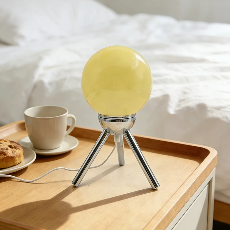 

Настольная лампа в скандинавском стиле, круглая, светодиодная, современная, минималистичная, для спальни, прикроватная, настольная, с теплым светом, декоративная, атмосферная