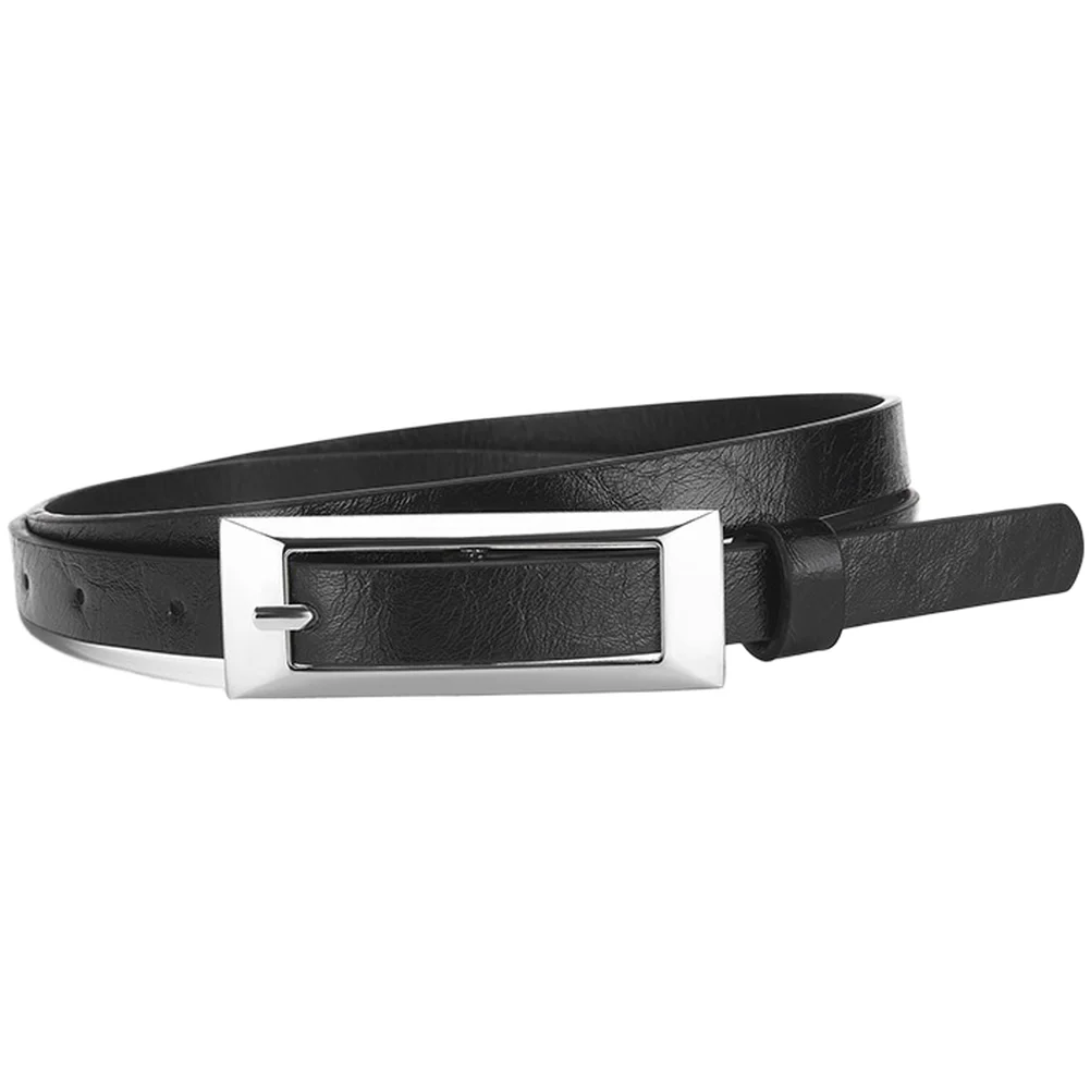 PU Leather Belt for Women with Japanese Buckle Minimalist Electroplated Finish for Dresses Skirts Trousers 106x1.4cm