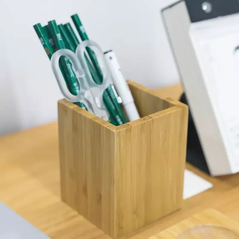 Simple Office Desktop Pen Holder, Stationery Organizer Box Square Large Capacity, Strong Durable, Smooth Polished, Safe to Touch