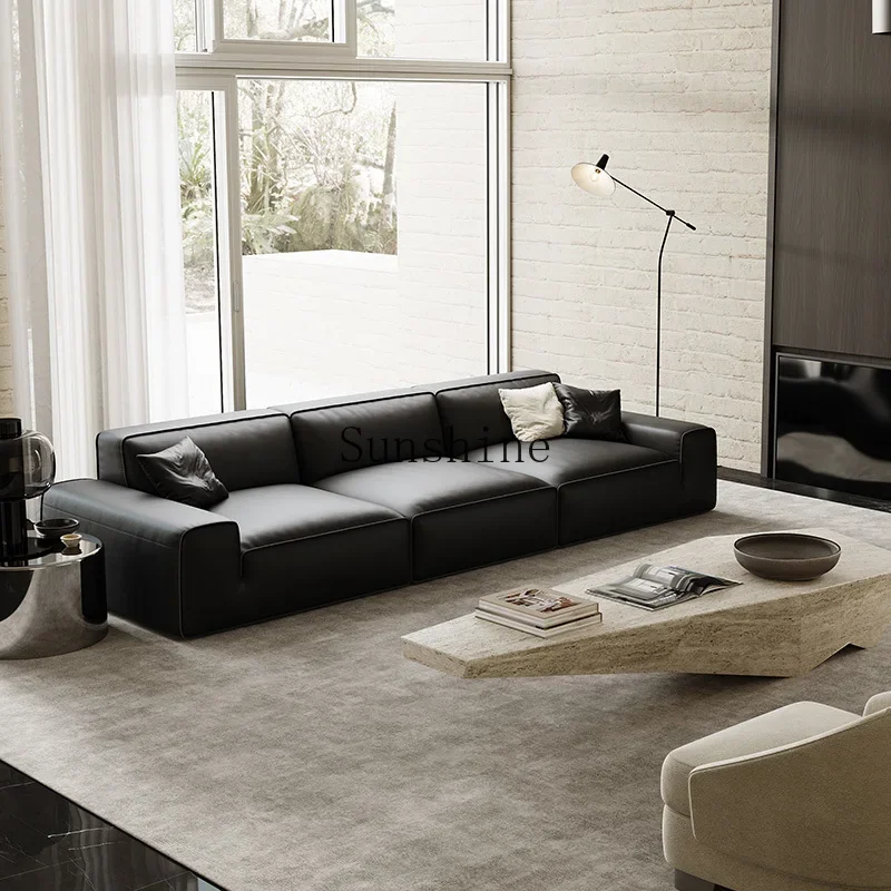 Italian minimalist leather sofa living room sofa combination