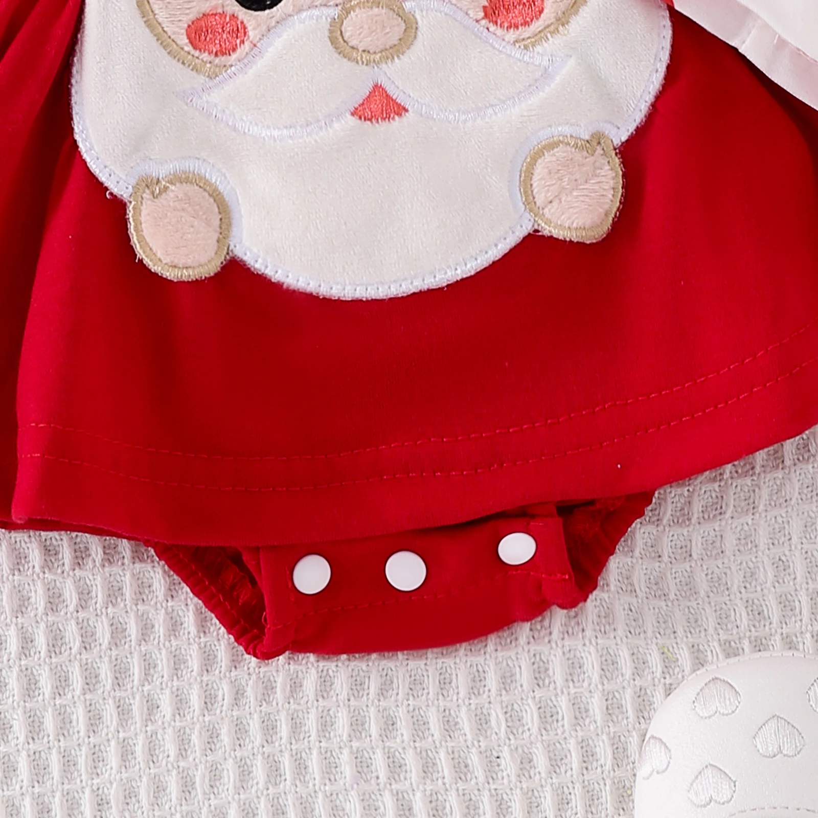 Infant Baby Clothing Girl Christmas Holiday Ruffle Trim Patch Long Sleeve Romper Dress Bow Headband Jumpsuit Xmas Clothes