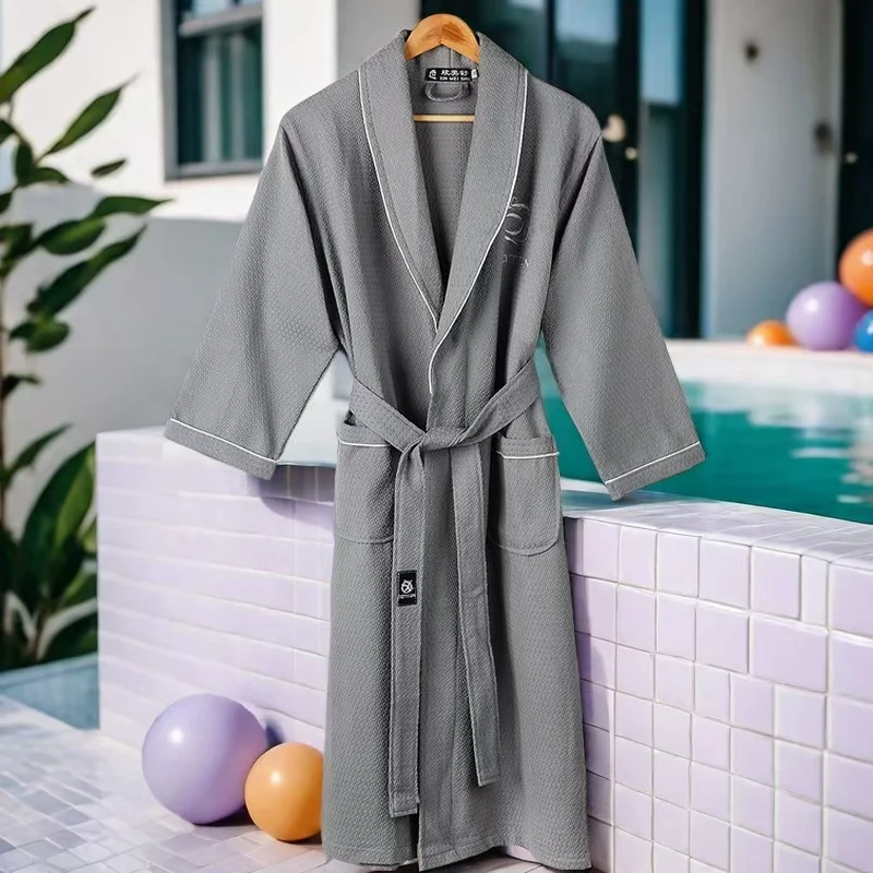 100% Cotton Bathrobes Men Robe Women Nightwear Hooded Sleepwear Muslin Women'S Home Clothes Solid Color Robes Women Nightie