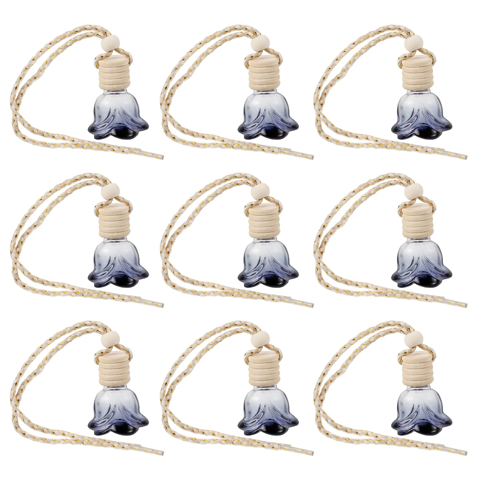 

10 Pcs Car Perfume Hanging Bottle Aromatherapy Essential Oil Diffuser Glass Pendant Home Car Decor Interior Accessories