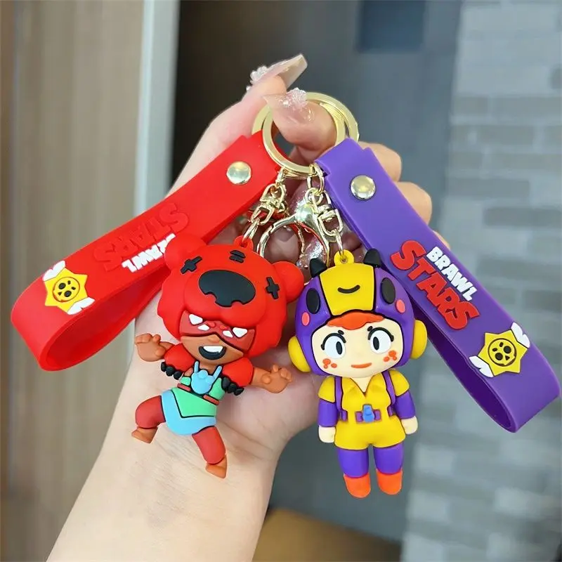 Game Creative Cartoon Brawl Stars Doll Keychain Pendant Bag Car Keychain Accessories Children  Christmas Birthday Kids Gift