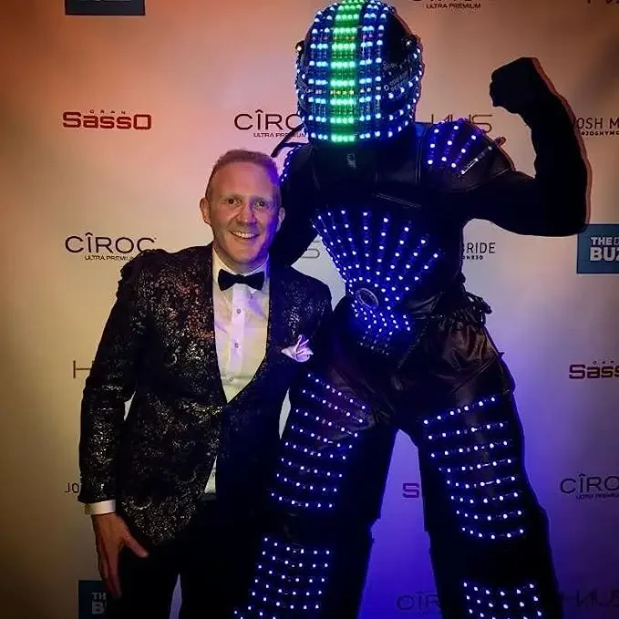 

Party Show Outfit LED Robot Cosplay Costume Suit with Helmelt Fit Party Night Club EDM Rave Music Festival