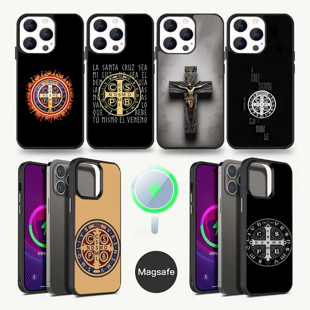 

Saint Benedict Medal Phone Case For iPhone 16,15,14,13,12,11,Pro,Max,Plus,Mini,Magsafe,Magnetic Wireless Charging Case