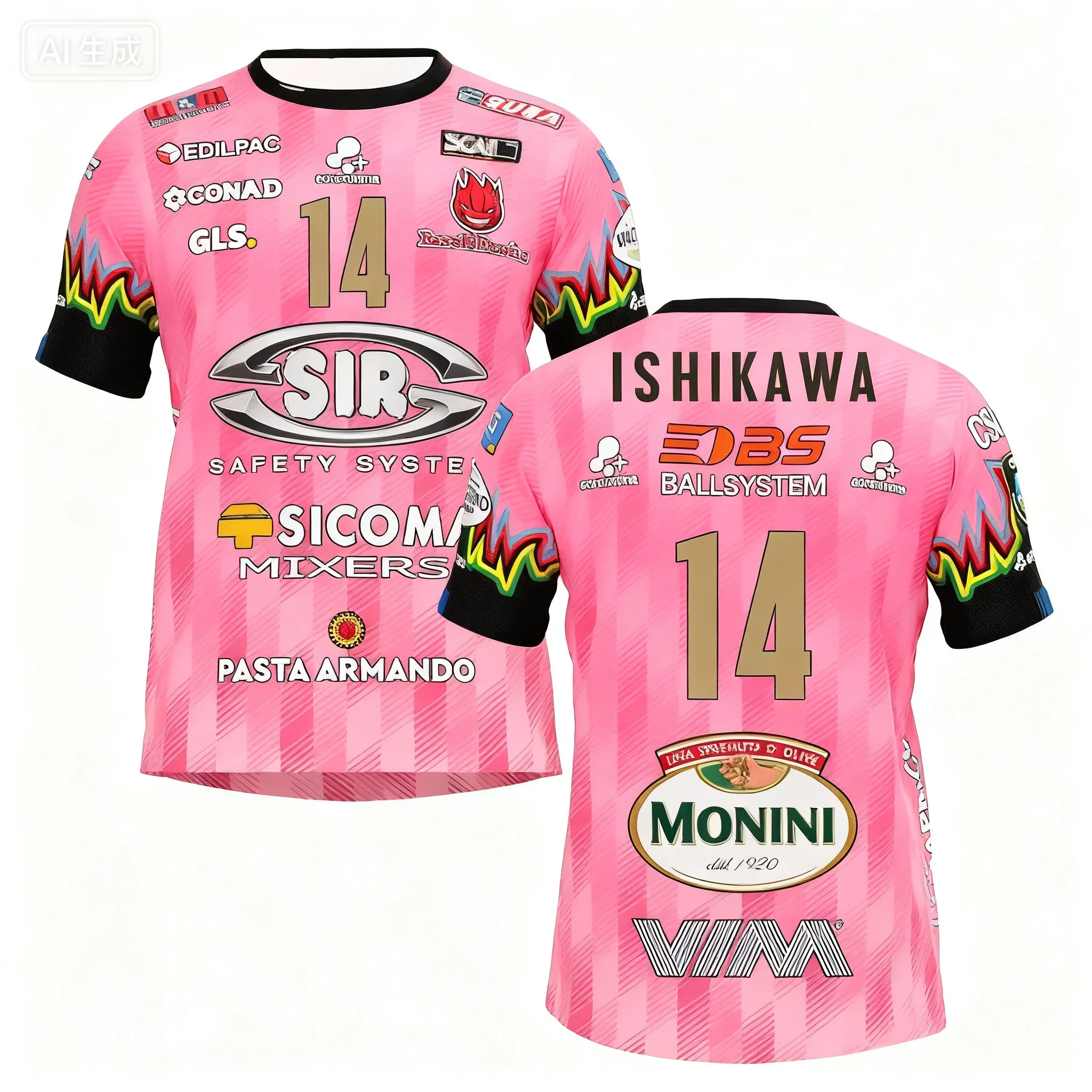 Mikasa SIR Safety Perugia ＋デサントシャツ Lサイズ 2025Men Women No. 14 Volleyball Jersey Sir Safety Perugia Tshirt