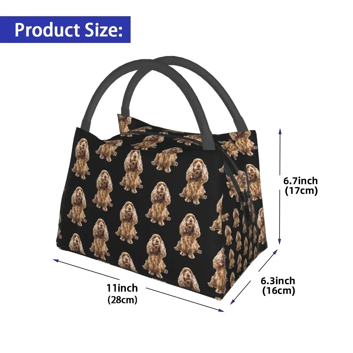 Cocker Spaniel-bolsas de almuerzo con aislamiento para mujer y niña, Bento Box, impermeable, reutilizable, térmica, para pícnic