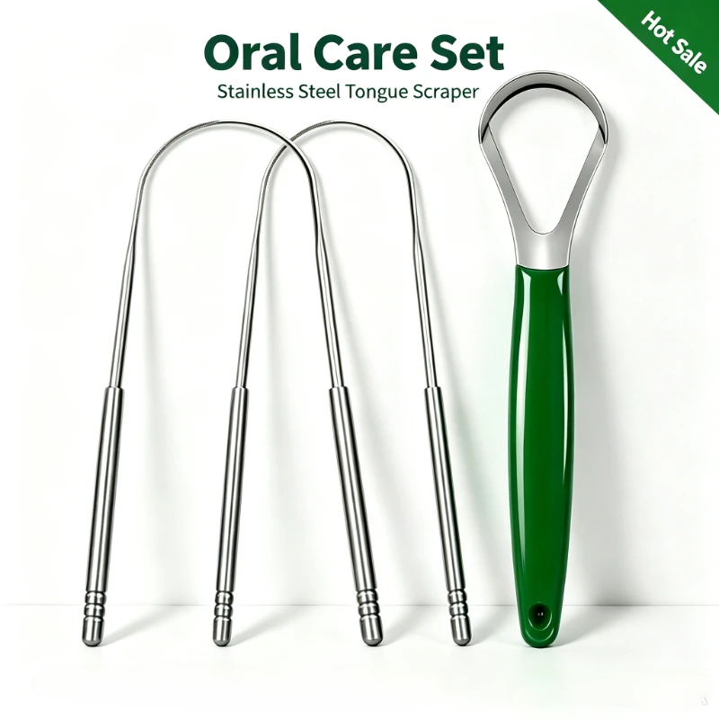 3Pcs Tongue Scraper Set, Stainless Steel Tongue Cleaners & Scraper,Effectively Remove Tongue Coating,Reusable Oral Hygiene Tools