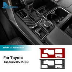 Real Soft Carbon Fiber Sticker For Toyota Tundra 2022 2023 2024 2025 Car Gear Shift Panel Frame Interior Trim LHD Accessories
