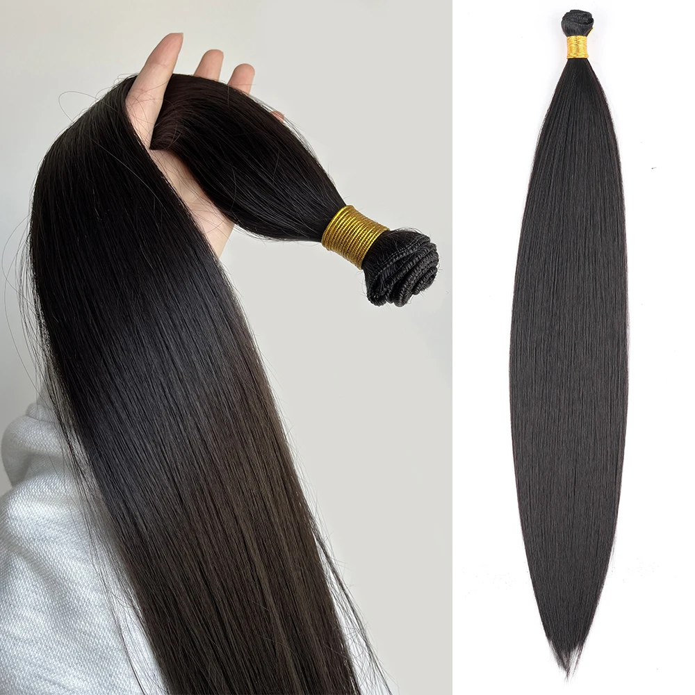 Bone Straight Hair Bundles Salon Natural Hair Extensions Fake Fibers Super Long Synthetic Yaki Straight Hair Weaving Full to End