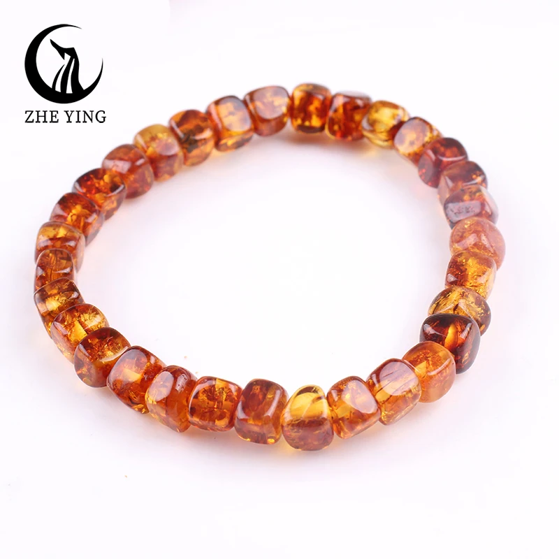 Hot Natural Amber Bracelets Square Beads Strand Rose Quartz Purple Amethyst Rectangle Opal Beads Bangle Women Fine Jewelry Gifts