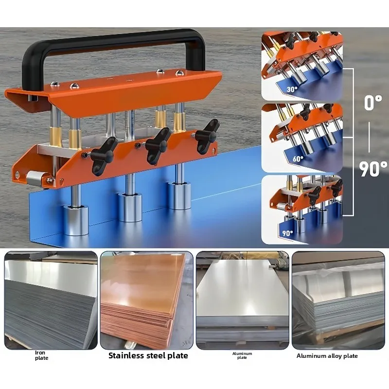 6 Roller Type 0-90 ° Angle Large Radius Plate Roller Bending Machine Manual Aluminum Vertical Seam Roof Tool Portable