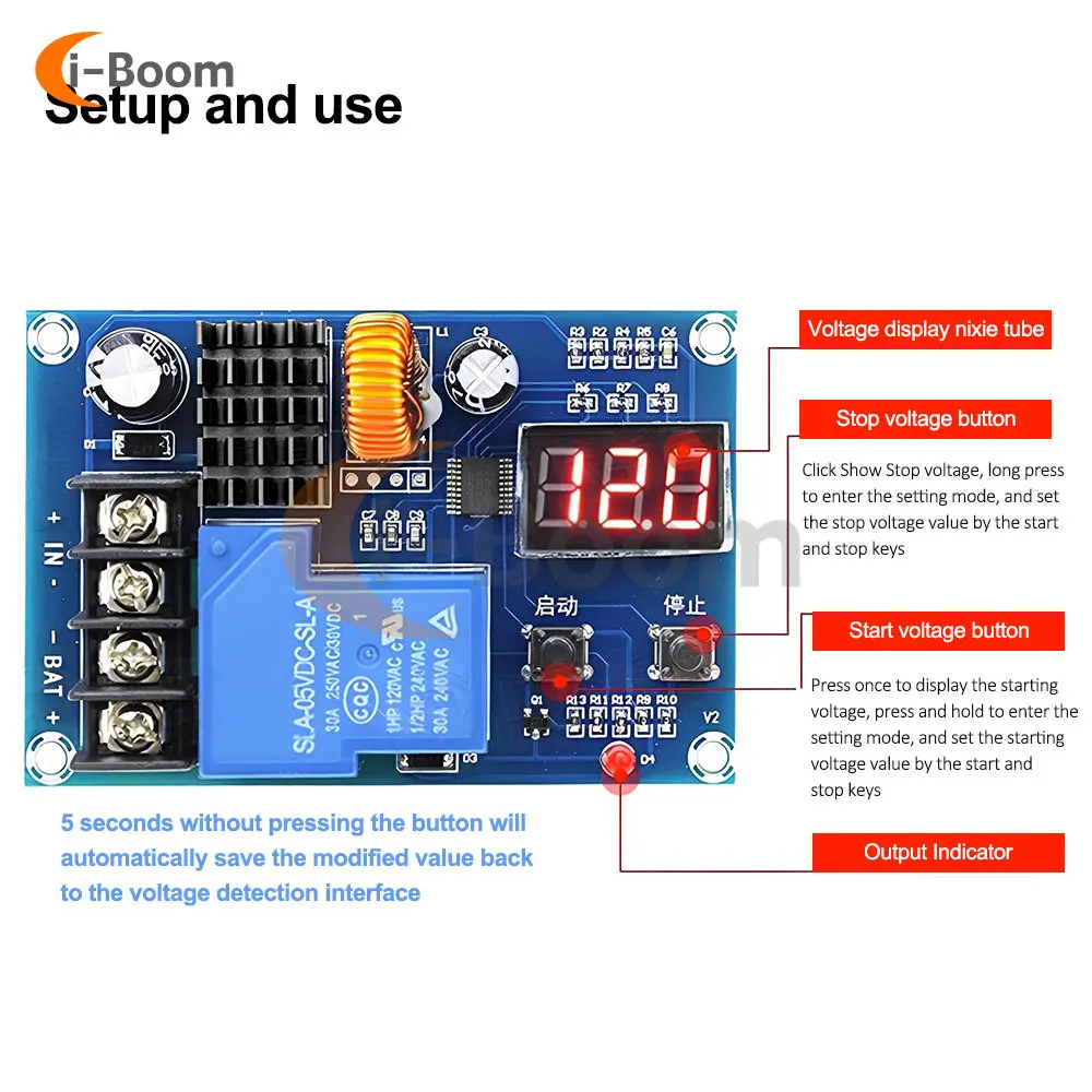 M634 Battery Charge Control Module DC 6V-60V Battery Protection Board Overcharge Protection Switch for Lithium Lead