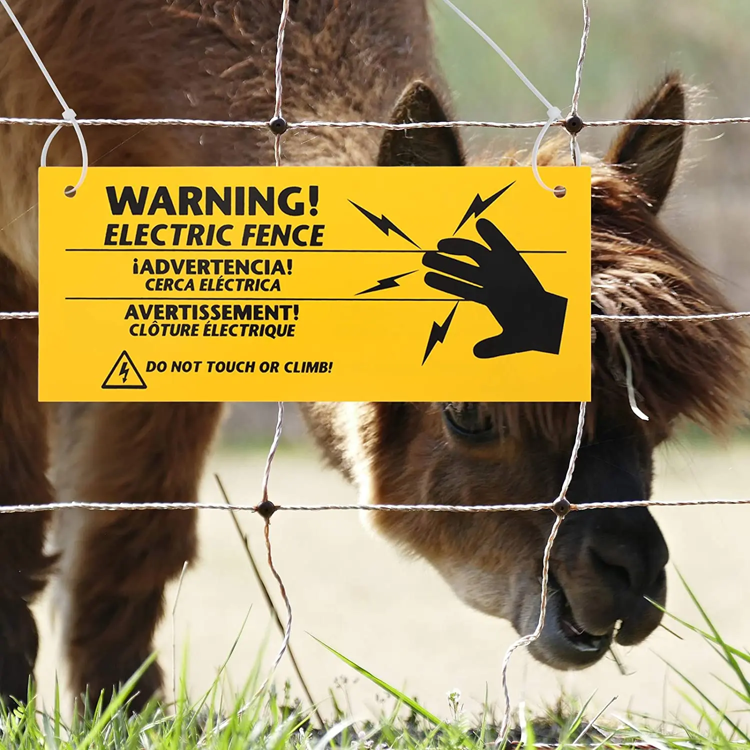 Electric Fence Warning Sign for Farm Garden Livestock Chick Dog Sheep Animals Fencing Plastic Danger Warning Board Sheet Orrange