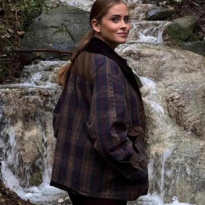 Vintage Fashion Plaid Jacket Loose Contrasting Color Casual Versatile Women's Coat Autumn Outerwear Designer Female Streetwear