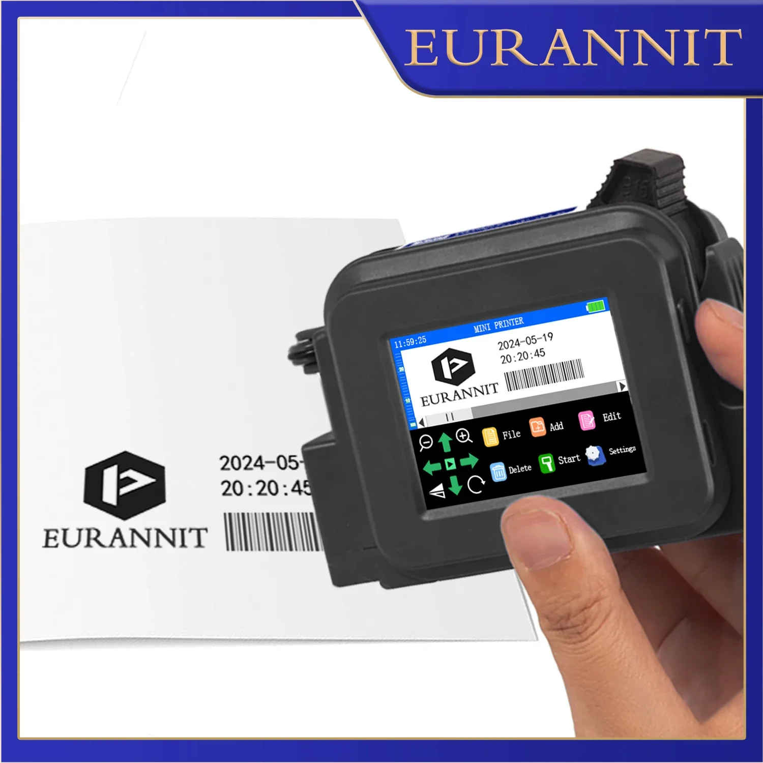 EURANNIT XMINI 12.7mm Portable Mini Inkjet Printer with Fast Dry Ink for Logo Expire Date QR Barcode Batch Number Printer