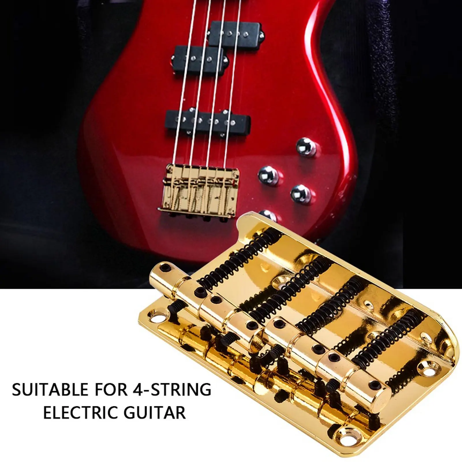 Professional Metal Four String Bass Bridge for 4 String Electric Bass Guitar