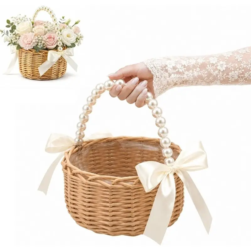 Wicker Rattan Flower Girl Baske Flower Girl Basket Baskets For Wedding
