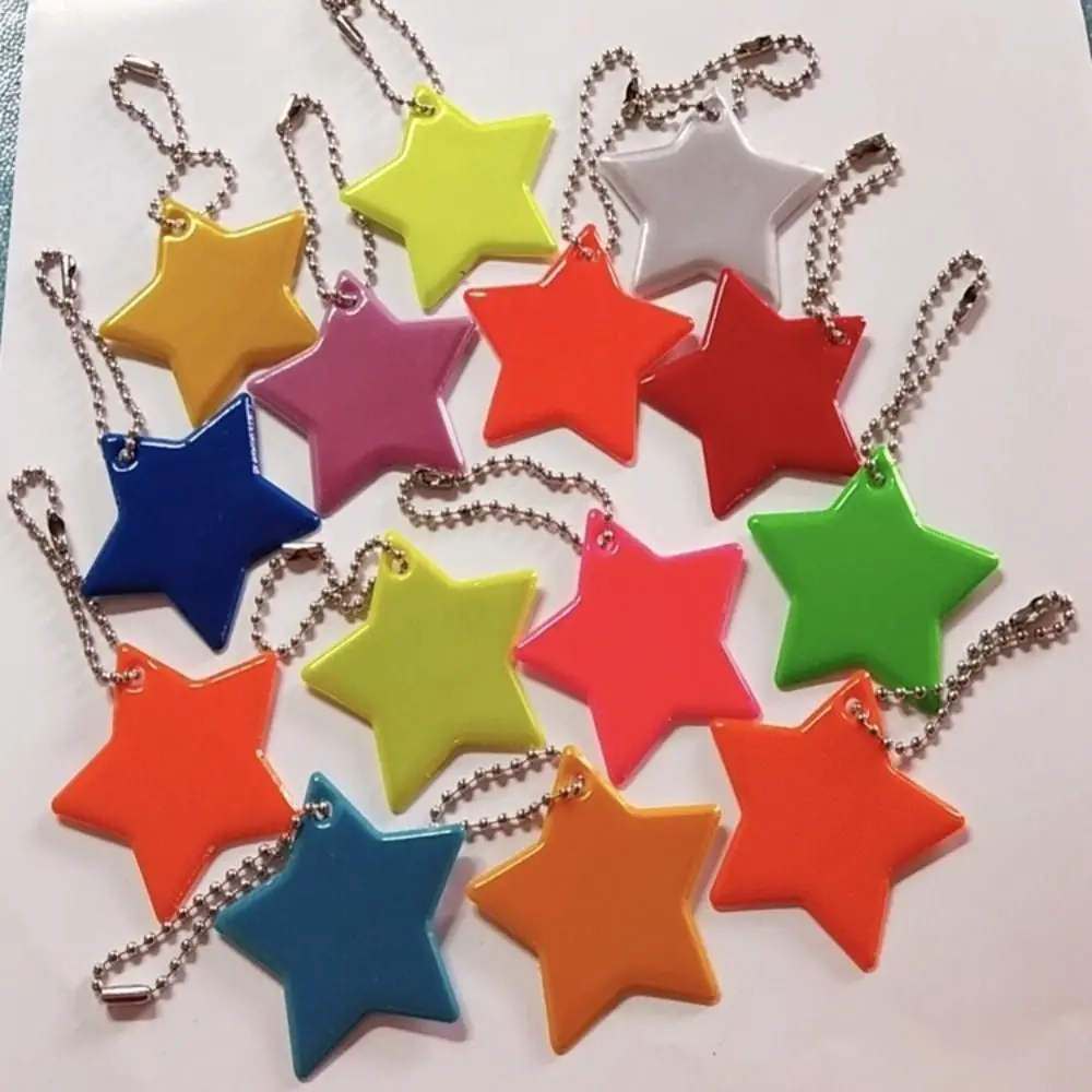 Colorful Star Reflective Keychain Bag Pendant Accessories Reflector Keyrings For Visible Safety Night Traffic Safety Reflector