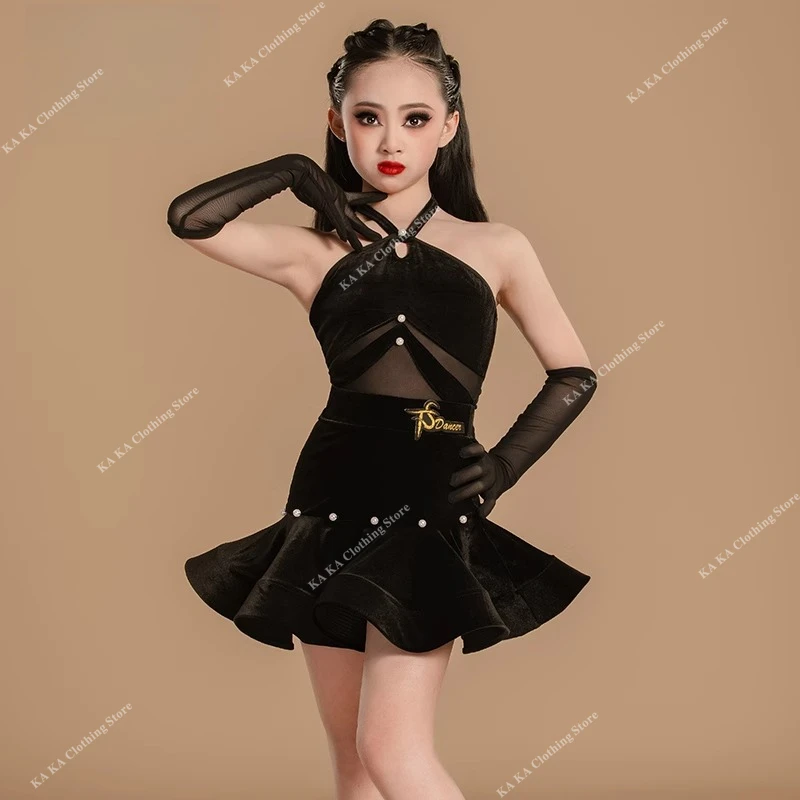 Standard Samba Rumba Tango Vestito da ballo latino Ragazze Bambini Salsa Latino Costume da ballo Ragazze Abiti da competizione di ballo da sala