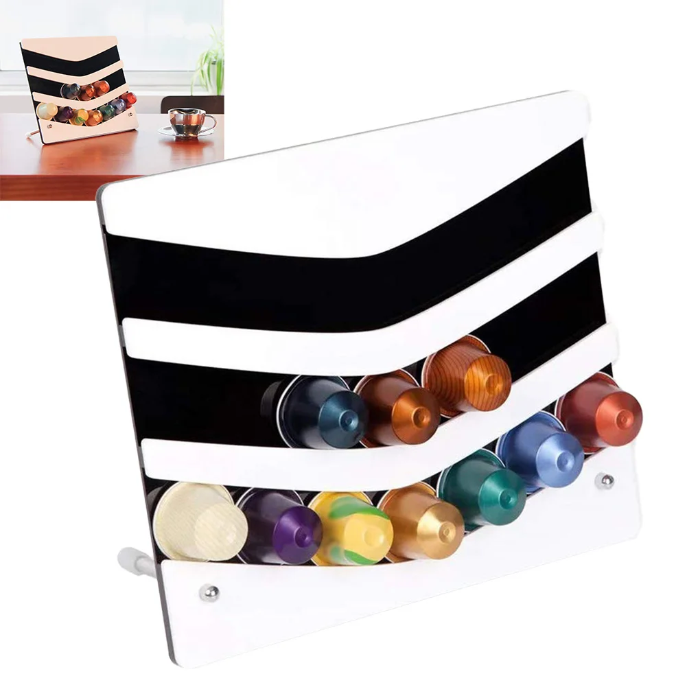 Coffee Capsule Board Acrylic Coffee Pod Storage Rack Shelve-Holds 21PCS Coffee Pods Holder Organizer Tray Acrylic Coffee Capsule