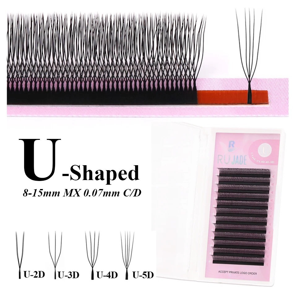 

NEW Arrival U Shape Eyelash Extensions Brown 4DW U3DW U5DW Eyelash Matte Black Easily Grafting Natural 3D Fairy False Eyelashes
