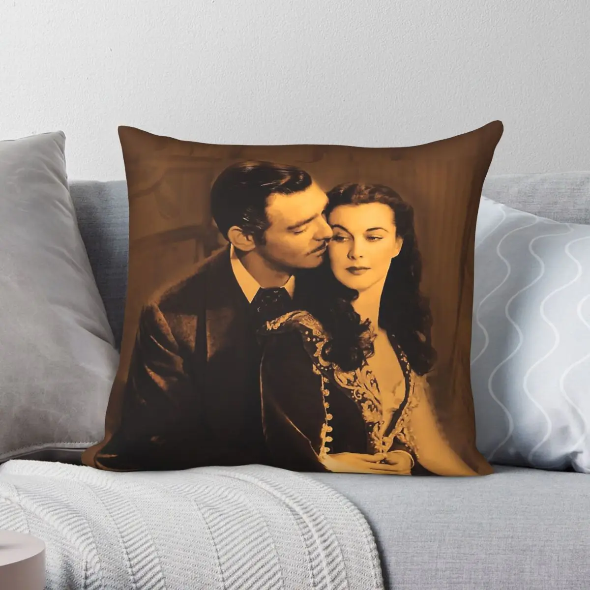 Gone With The Wind Film Square Pillowcase Polyester Linen Velvet Printed Zip Decorative Sofa Seater Cushion Cover