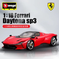 Bburago Ferrari-Modèle réduit de voiture de sport Requiéventuelles 3, échelle 1:18, véhicule moulé sous pression, jouet de collection, version raffinée