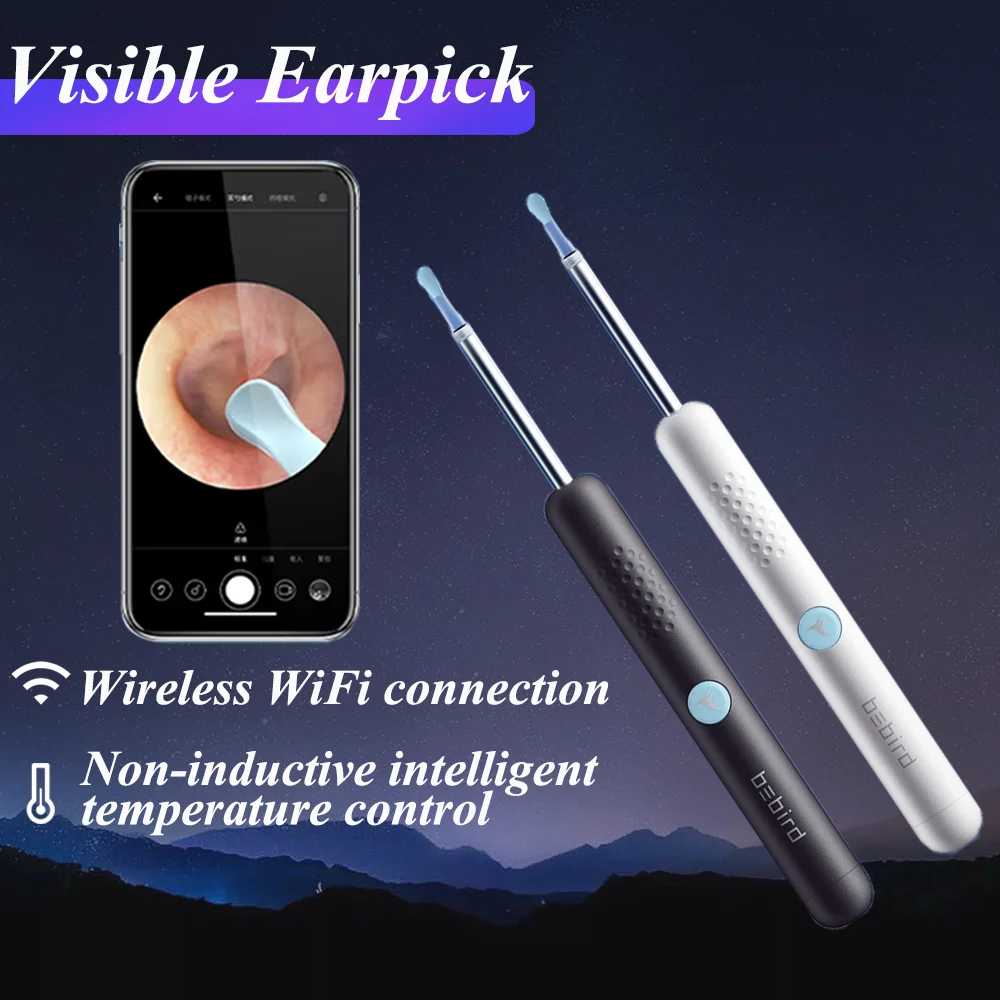 2022 New R1 Wireless Visual Silicone Ear Spoon Safe Endoscope Earpick with 1080P FHD Camera Otoscope Ear Cleaner For Kids Adults