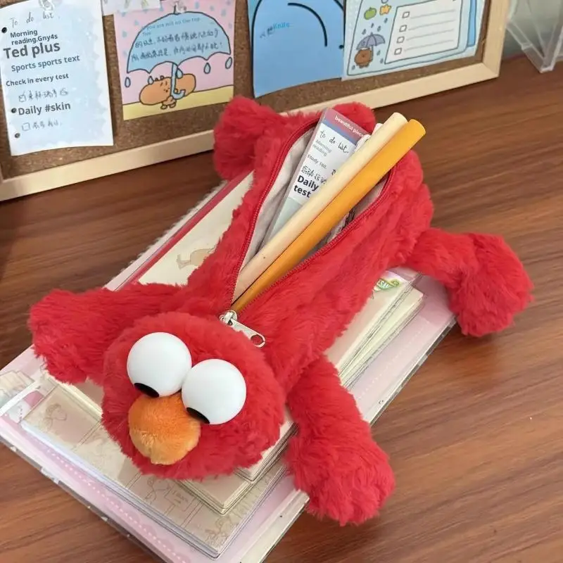 

Cute Red Mockingbird Plush Pencil Case Student Stationery School Supplies Kawaii Doll Back To School Storage Bag Pen Stationery