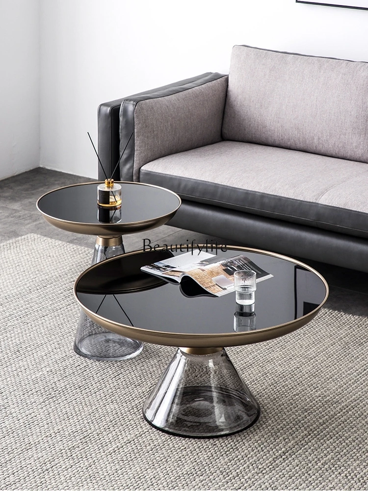 

Nordic Art Tea Table Combination round Light Luxury Tempered Glass Side Table