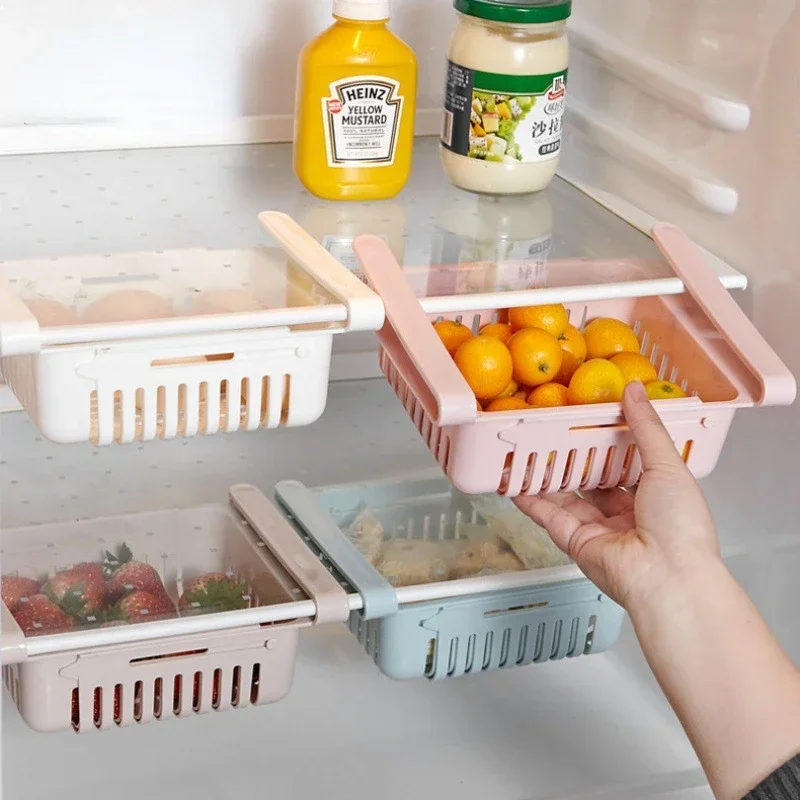 Fridge Organizer Multifunctional Storage Box Kitchen Scalable Save Space Drawer Plastic Fruit Egg Food Divider Layer Shelf