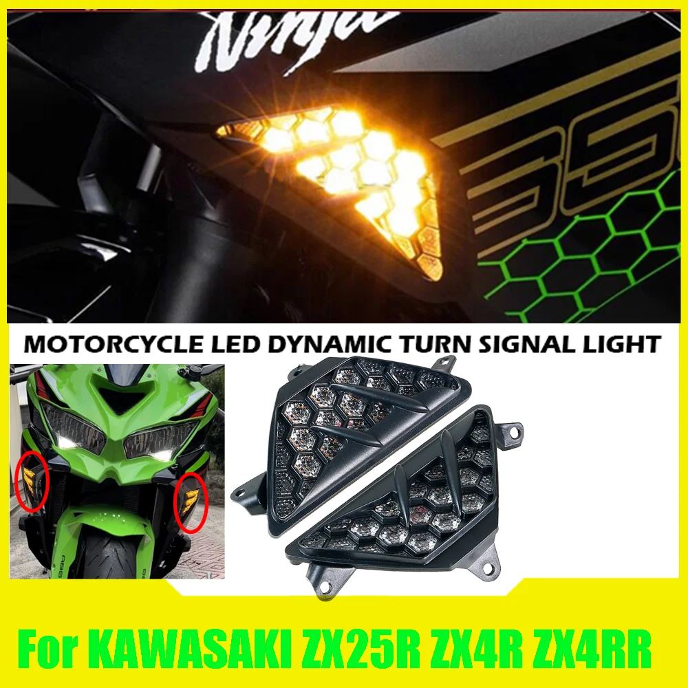 

Motorcycle Front Refit Turn Signals Light For KAWASAKI ZX25R ZX4R ZX4RR LED Dynamic turn signal Light Parts