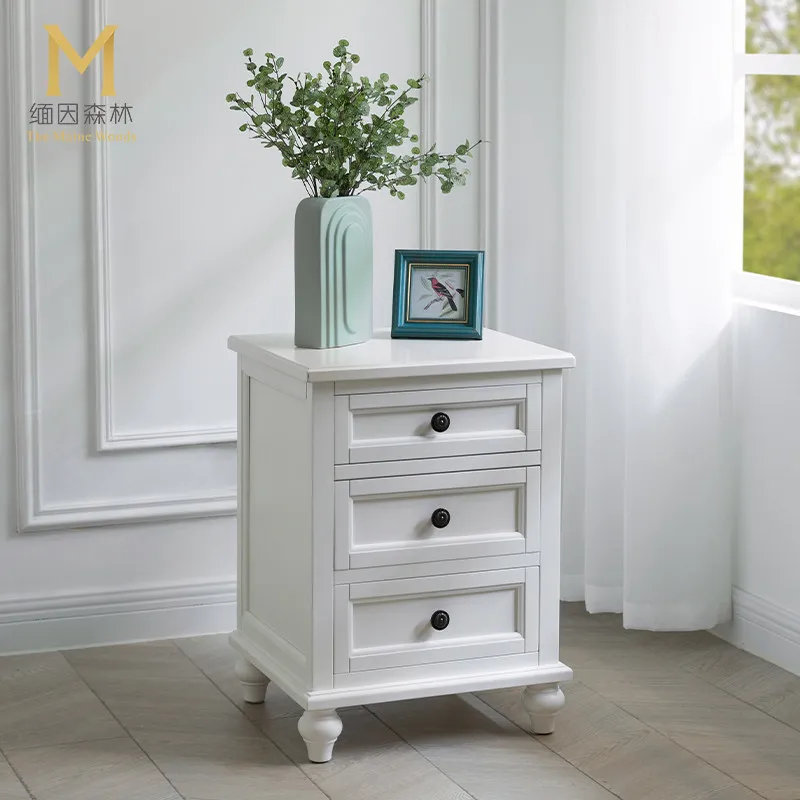 LH solid wood small cabinet storage bedside cabinet bedroom all solid wood storage three-layer drawer