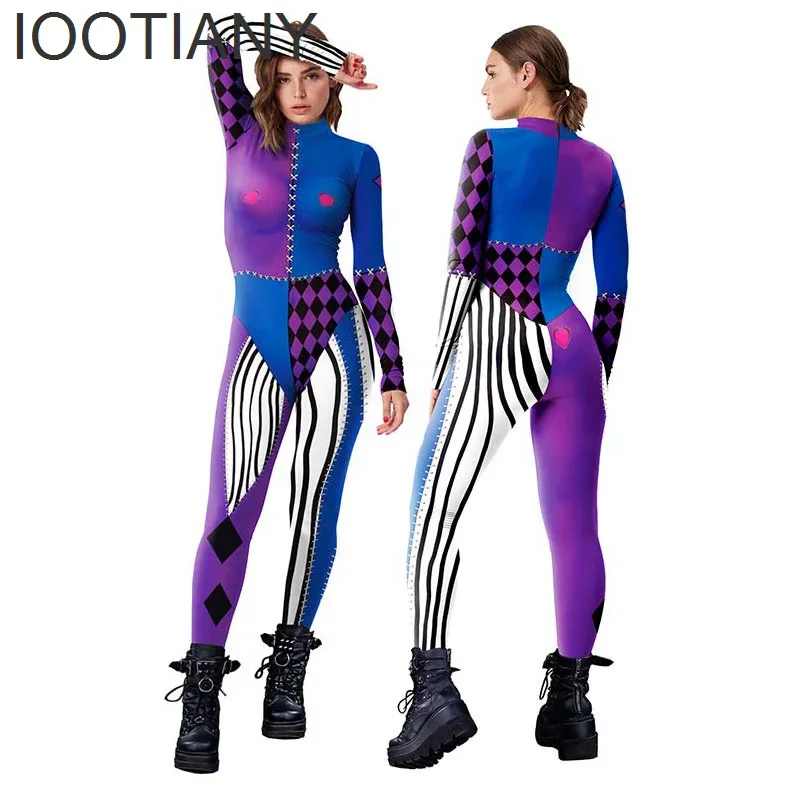 

Cosplay Clown Costume 3D Print Women Sexy Skinny Jumpsuit Carnival Cosplay Fancy Bodysuit 2024 Festival Party Elastic Rompers
